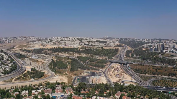 North Jerusalem Ramat Shlomo Ramot Neighbourhood Traffic Aerialsummer July 2020 — стоковое фото