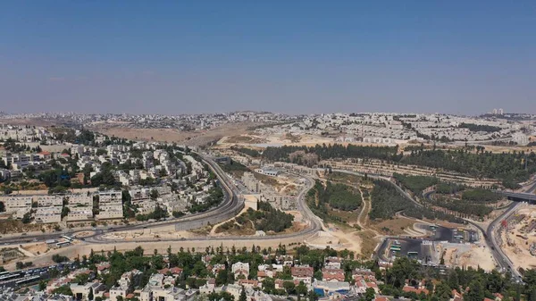 Nord Jerusalem Ramat Schlomo Ramot Nachbarschaft Und Verkehr Luftbildsommer Juli — Stockfoto