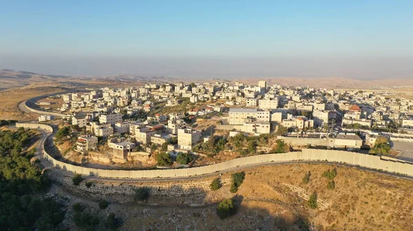 Anata Refugees Camp Security Wall Pisgat Zeev Israel Aerialdrone View — Φωτογραφία Αρχείου