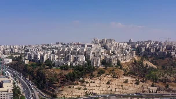 Jerusalem Belz Große Synagoge Stadtteil Romema Aerialjüdisch Orthodoxes Viertel Juli — Stockvideo