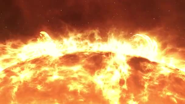 Le soleil avec de grandes explosions solaires, Planète rouge réalisteSurface du soleil avec des éruptions solaires, rendu 3D