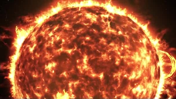 Le soleil avec de grandes explosions solaires, Planète rouge réalisteSurface du soleil avec des éruptions solaires, rendu 3D