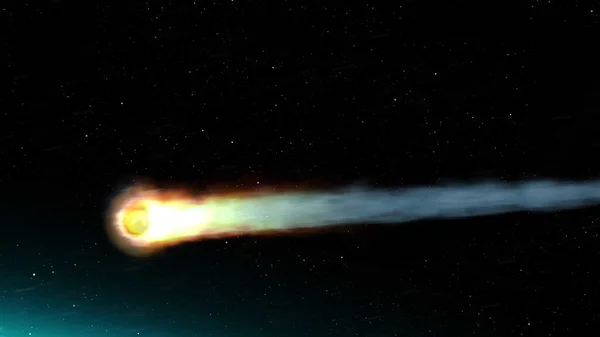 Asteroide Meteor Brucia Atmosfera Terra Visione Realistica — Foto Stock