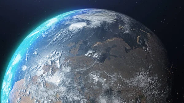 Rendering Biegun Północny Earth Space View Zewnętrzna Koncepcja Podróży Kosmicznych — Zdjęcie stockowe