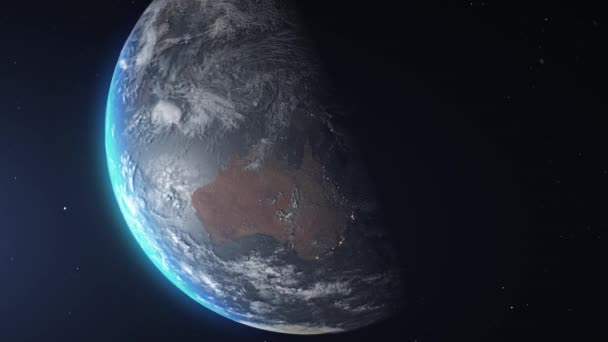 Zoom Terra Continente Austrália Vista Espacial Zoom Conceito Viagem Espacial — Vídeo de Stock
