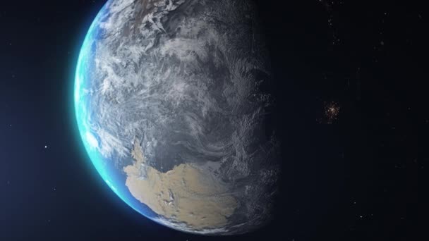 Zoom Tierra Polo Sur Antártida Continente Vista Espacial Zoom Concepto — Vídeos de Stock