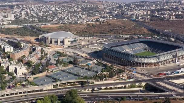 예루살렘에 아레나 스타디움 Aerial Viewtable Malha Neighbourhood Arena Basketball Stadium — 비디오