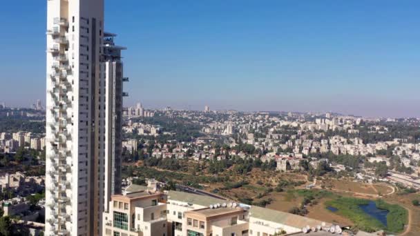 Jerusalem Landscape High Tower Building Aerial Viewdrone Center Jerusalem Large — стокове відео