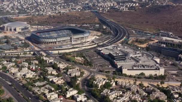 Teddy Arena Stadium Jeruzalémě Letecký Pohled Okolí Malha Stadion Arény — Stock video