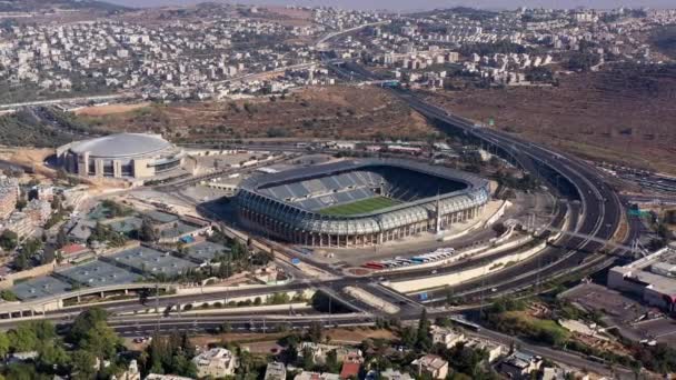 Teddy Arena Stadion Jeruzalem Luchtzichtmalha Buurt Arena Basketbal Stadion Begin — Stockvideo