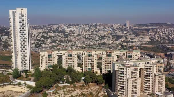 Jeruzsálem Tájkép Holyland Építési Projekt Légi Dél Nyugat Központ Jeruzsálem — Stock videók