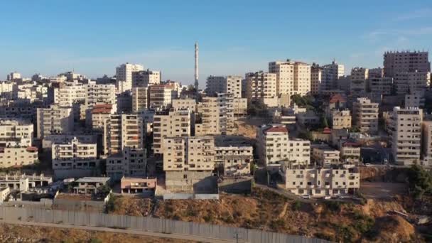 Anata Refugees Camp Security Wall Pisgat Zeev Israel Aerialdrone View — Stock Video