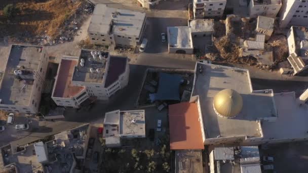 Golden Dome Mosue Anata Refugees Camp Palestina Izrael Aerialdrone View — Stock video