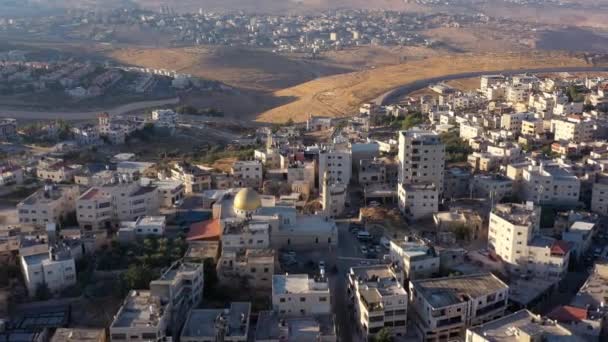 Golden Dome Mosue Anata Refugee Camp Palestine Israel Aerialdrone View — 图库视频影像