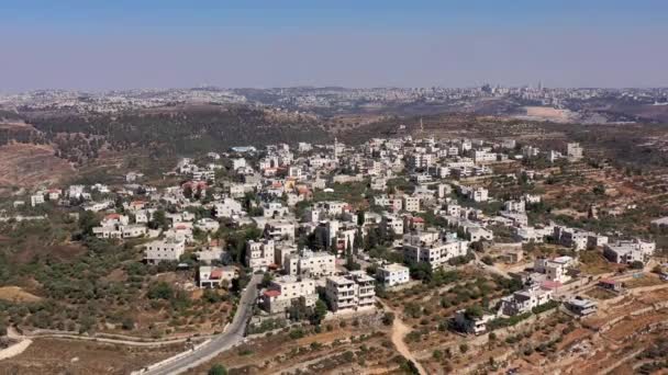 Village Palestinien Beit Surik Avec Jérusalem Arrière Planvue Aérienne Mosquée — Video