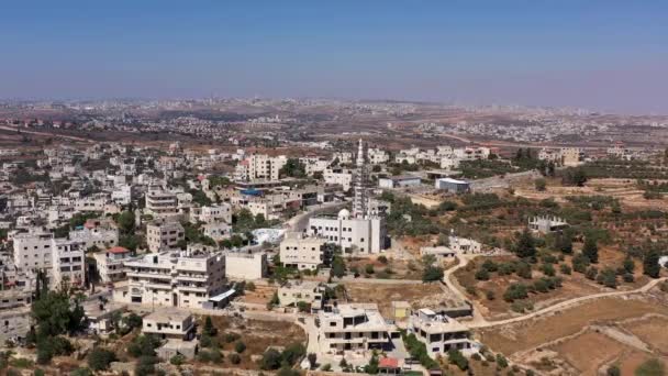 Aerial View Mosque Palestine Town Biddu Jerusalemτζαμί Υπό Κατασκευή Drone — Αρχείο Βίντεο
