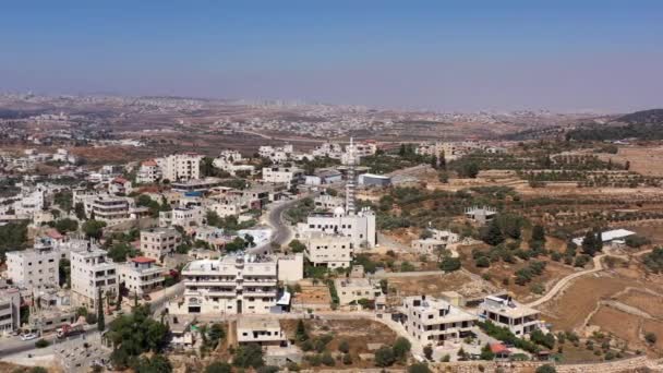 Flygfoto Över Moskén Palestina Stad Biddu Nära Jerusalems Moské Uppbyggnad — Stockvideo