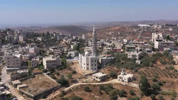 Aerial View Mosque Palestine Town Biddu Jerusalemjerusalem Hills Drone August — Stock Video