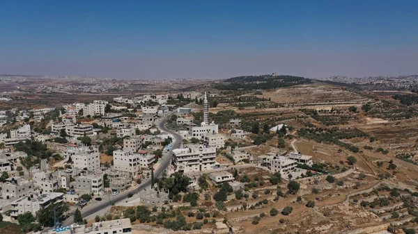 Вид Воздуха Мечеть Палестинском Городе Бидду Недалеко Иерусалимских Холмов Беспилотник — стоковое фото