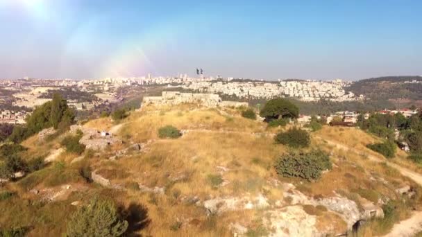 Jeruzalem Landschap Met Jet Fly Luchtzichtcastel National Park Met Visuele — Stockvideo