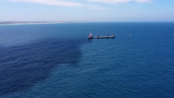 Derrames Petróleo Fora Navio Para Vista Sea Air Viewdrone Conceito — Vídeo de Stock