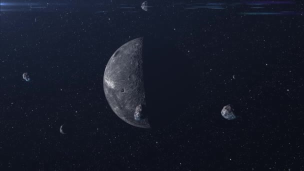 Colisión Del Meteoro Del Asteroide Superficie Lunaasteroides Cerca Luna Con — Vídeos de Stock
