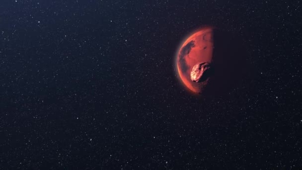 Asteroid Meteor Crash Auf Dem Planeten Mars Realistische Filmische Vision — Stockvideo