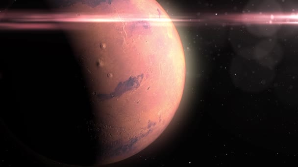 Planet Mars Rotiert Mit Sternen Und Sonnenfackeln Realistische Filmische Vision — Stockvideo