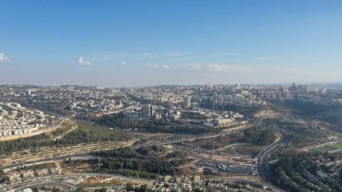 Kudüs Şehri hava manzarası Ramot Alon ve Rammat Shlomo Ortodoks Mahallesi