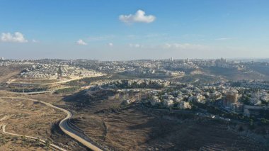 Kudüs Şehri hava manzarası Ramot Alon ve Rammat Shlomo Ortodoks Mahallesi