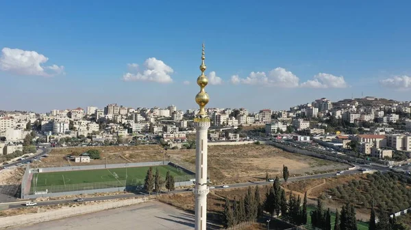 Goldener Moschee Turm Minarett Beit Hanina Luftaufnahme Palästinensische Muslimische Moschee — Stockfoto