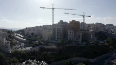Kudüs İnşaat Alanı hava görüntüsü Ramot Polin Ortodolx Mahallesi Doğu Kudüs 'ün kuzeyinde