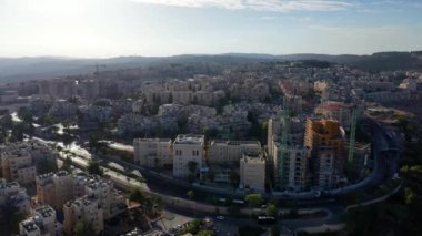 Kudüs İnşaat Alanı hava görüntüsü Ramot Polin Ortodolx Mahallesi Doğu Kudüs 'ün kuzeyinde