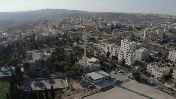 Golden Meque Tower Minaret Jeruzalémě Letecká Palestinská Mešita Masjed Aldaoa — Stock video