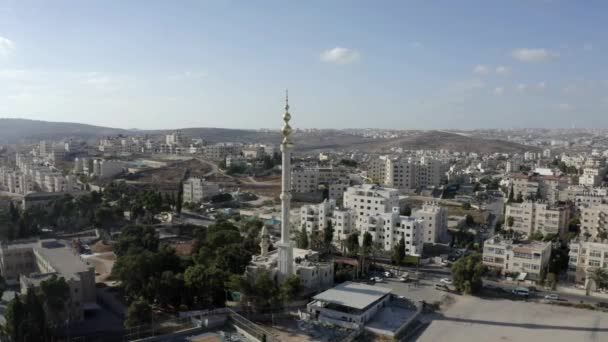 Arany Mecset Torony Minaret Jeruzsálemben Légi Palesztin Muzulmán Mecset Masjed — Stock videók