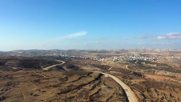 Frontera Entre Israel Palestina Con Ciudad Bir Nabala Valla Seguridad — Vídeo de stock