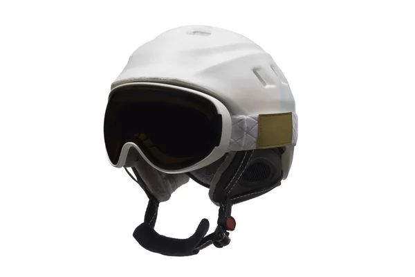 Kayak kask ve Kayak gözlüğü izole üzerinde beyaz arka plan