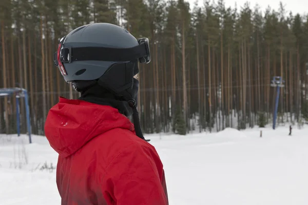 Snowboardåkare Ovanpå Skidort Med Utrymme För Text — Stockfoto