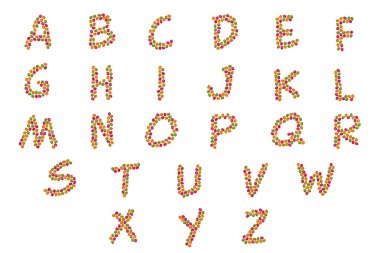 Renkli şekerlerin Latin alfabesi