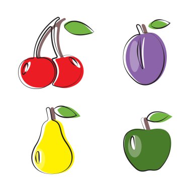 Stilize renkli meyve simgeleri