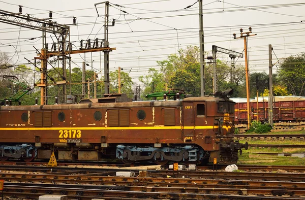 Rail motor az indiai vasúti railtracks — Stock Fotó