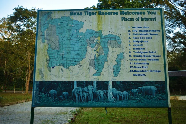 Pełna mapa BUXa Tiger Reserve w Alipurduar, Bengal Zachodni, Indie. — Zdjęcie stockowe