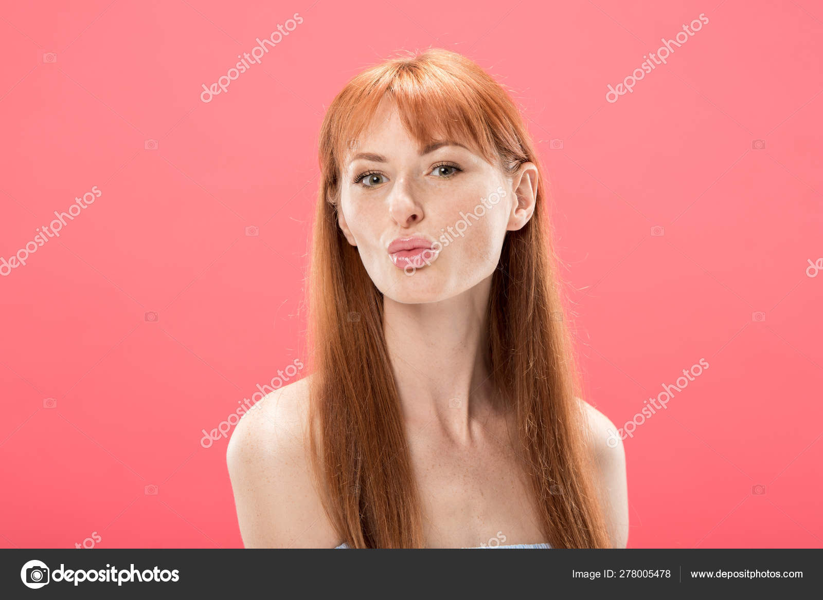 1600px x 1168px - Naked Redhead Girl Posing Kissing Face Expression Isolated Pink Stock Photo  by Â©DmitriyAnaniev 278005478