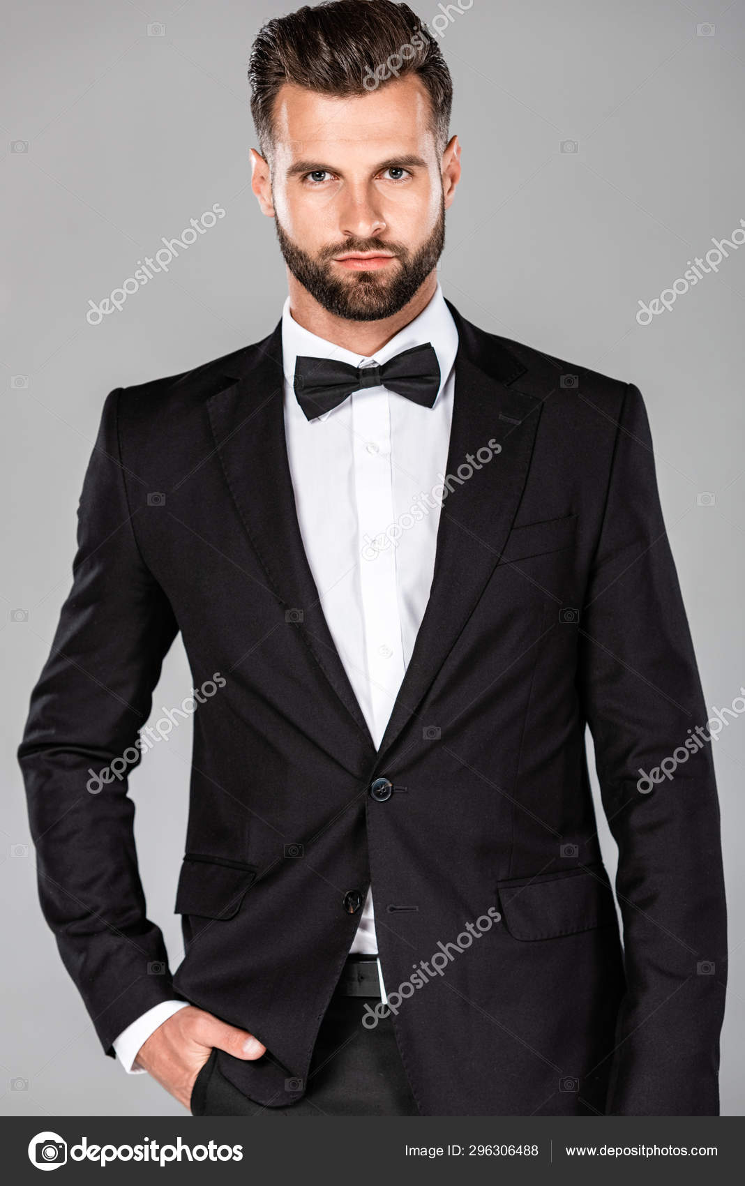 all black suit and bow tie