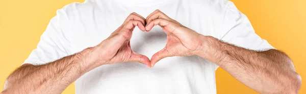 Cropped View Man White Shirt Showing Heart Sign Hands Isolated — Stock Photo, Image