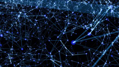 Arka plan dijital pleksus etkisi. Noktalar ve çizgiler bağlanma ile arka plan poligonal. Bağlantı teknolojik altyapı.