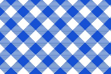 Mavi ve beyaz masa örtüsü desen, doku Rhombus/kareler için-ekose, Masa örtüsü, Giysi, gömlek, elbise, kağıt, battaniye ve diğer tekstil ürünleri. Vektör Illustration.