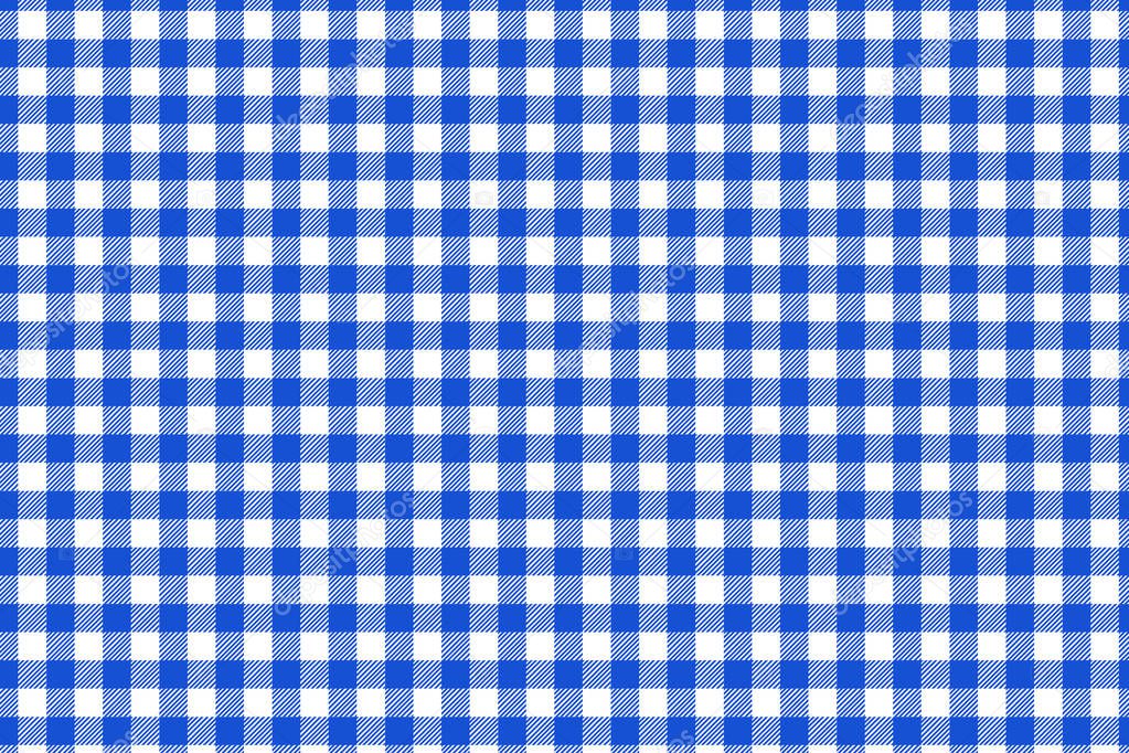 Blue and white tablecloth pattern, Texture from rhombus/squares for - plaid, tablecloths, clothes, shirts, dresses, paper, blankets and other textile products. Vector illustration.