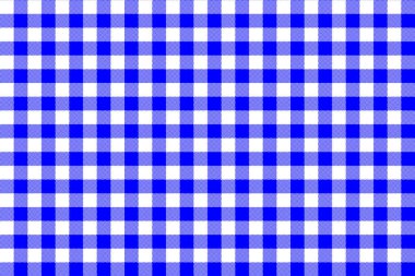 Mavi Gingham deseni. Ekose, masa örtüleri, giysi, gömlek, elbise, kağıt, yatak takımları, battaniyeler, yorganlar ve diğer tekstil ürünleri için eşkenar dörtgen/karelerden doku. Vektör illüstrasyon Eps 10