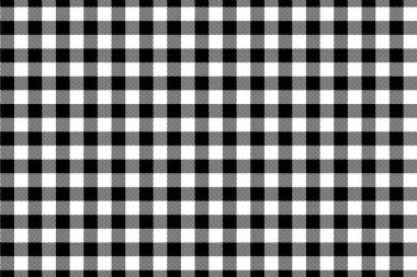 Siyah Gingham deseni. Ekose, masa örtüleri, giysi, gömlek, elbise, kağıt, yatak takımları, battaniyeler, yorganlar ve diğer tekstil ürünleri için eşkenar dörtgen/karelerden doku. Vektör illüstrasyon Eps 10